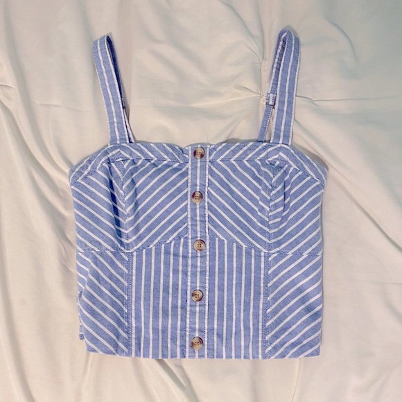 Abercrombie and Fitch Blue and White Striped Tank Top - Picture 1 of 3